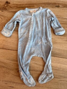 Baby Blue Striped Footed One-Piece by Ralph Lauren